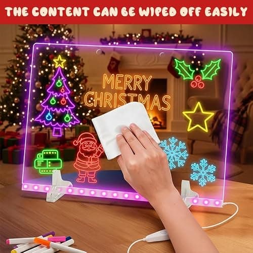 Lumiboard Led Drawing Board, 13.7"X10" 4 Modes &7 Colors Acrylic Dry Erase Boards with Light, Comes with Adapter, Hanging Chain, Stand, 7 Markers & Spray Bottle thumbnail 3