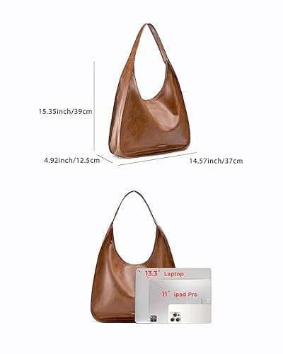 NEWBELLA Women's Hobo Purse - Faux Leather Shoulder Bag & Tote Handbag, Spacious Work Bag for Commute & Daily Use thumbnail 5