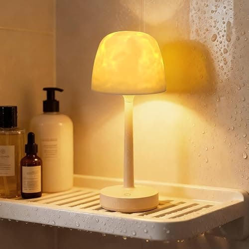Shower Lamp, Waterproof Bathroom Light with 16 Color Ocean Wave Projector, Rechargeable Aurora Night Lights with Remote & Touch Control, Shower Lights for Bathroom, Living Room, Shower Bathtub - Image 1