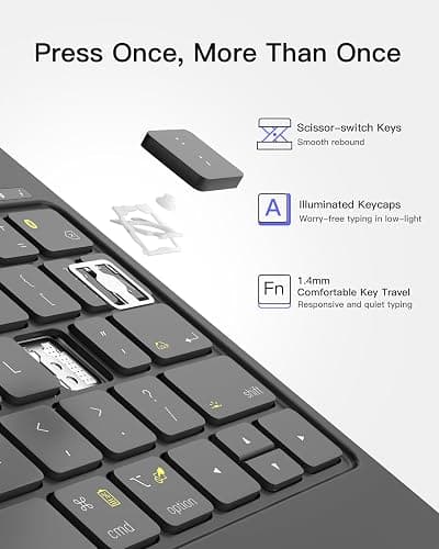 Inateck Magnetic Keyboard Case for iPad Air 11 Inch M3 2025/M2 2024, Air 5/4 Gen 10.9 Inch, Magic Keyboard for iPad Pro 11" 4/3/2/1 Gen, Floating Cantilever Stand, 7-Color Backlight, with Trackpad thumbnail 6