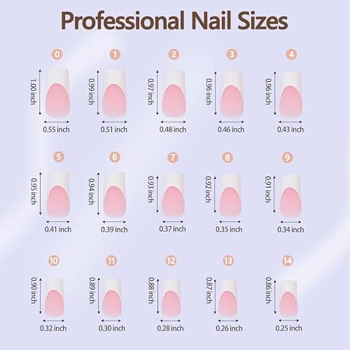 Misssix French Gel Nail Tips, 240Pcs French Tip Press on Nails Long Square Pink, No Need to File Tips Pre-lasting, Fake Nails for Nail Art DIY 15 Sizes thumbnail 6