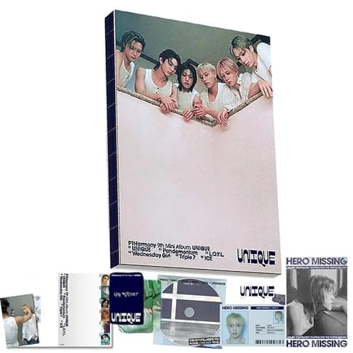 P1Harmony UNIQUE 9th Mini Album [B Ver.] Photobook + CD + 2Photocard + Unit Photocard + Hero missing card + Folded Poster (Navy Color) - Image 1
