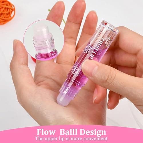 AOOWU 6 Pcs Hydrating Lip Oil Set, Fruit-Flavored Plumping Lip Oil, Long Lasting Lip Glow Balm Lip Care, Transparent Moisturizing No-Sticky Lip Gloss(Peaches,Orange,Avocado,Strawberry,Grape,Cherry)8ML thumbnail 4