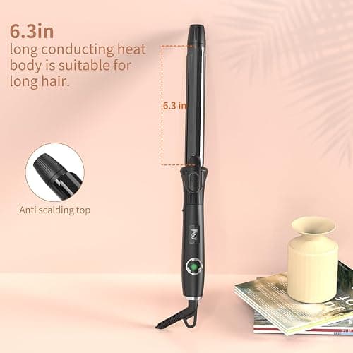 1 Inch Curling Iron with Clipped Tourmaline Ceramic Barrel Professional 1.25 Inch Hair Curler up to 450°F Dual Voltage for Traveling 60 Mins Auto Off Suit for Different (Black, 1 inch) thumbnail 9