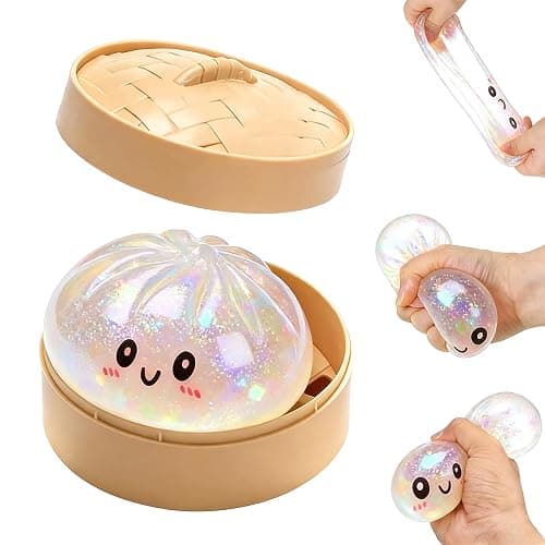 Glitter Dumpling, 2026 New Glitter Dumpling Squishy with Box, Dumplings Sensory Squeeze Toy for Stress Relief, Adult Soft Squeeze Decompression Dough for Anxiety Relief Fidget - Image 1
