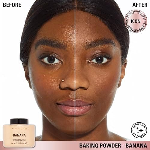 Revolution, Loose Baking Powder, Makeup Setting Powder, Long-Lasting Coverage, Mattifies & Reduces Shine, Banana, 1.12 oz thumbnail 4