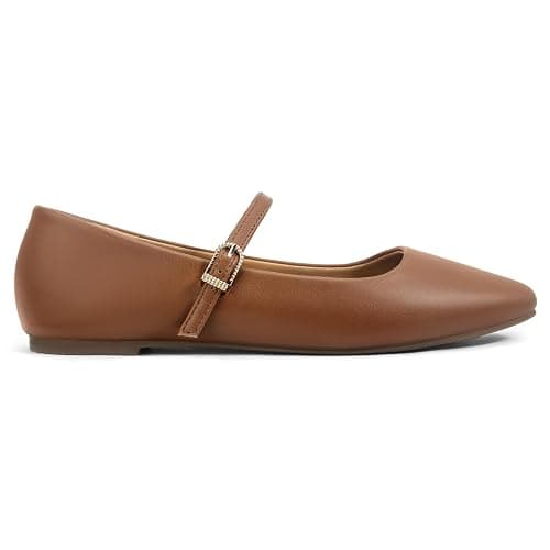Womens Mary Jane Flats Closed Toe Buckle Strap Square Toe Ballet Flats | Closed Toe, Adjustable Strap, Buckle Closure, Comfortable, Soft PU Leather thumbnail 4