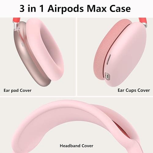 Silicone Case Cover for AirPods Max Headphones, Ear Pad Case Cover/Ear Cups Cover/Headband Cover for AirPods Max (USB-C/Lightning)(2024/2020),Accessories Silicone Protector for Apple AirPods Max, Pink thumbnail 4