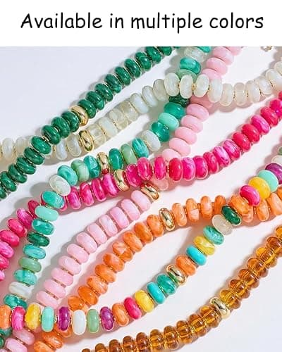 FAUTHENTICUTE Chunky Beaded Choker Necklace for Women Statement Necklace with Gold Accent Adjustable Beach Summer Jewelry Trendy Boho Necklaces in Multiple Colors y2k Jewelry thumbnail 2