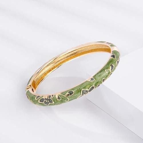 UJOY Womens Multi-Colors Cloisonne Bracelet Plated Flower Hollowed Enameled Hinged Cuff Bangles Jewelry Gift 88A10 thumbnail 7