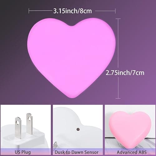 INZU Night Lights Plug into Wall, LED Night Light for Kids, Cute Nightlight with Auto Dusk to Dawn Sensor, LED Nightlight with Soft Warm Light for Bedroom, Nursery, Bathroom, Hallway (Pink) thumbnail 3
