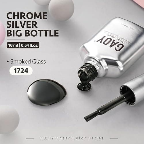 GAOY Jelly Nude Black Gel Nail Polish, 16ml Sheer Neutral Translucent Soak Off Gel Polish, UV Light Cure for Nail Art DIY, 1724 Smoked Glass - Smoked Glass thumbnail 7