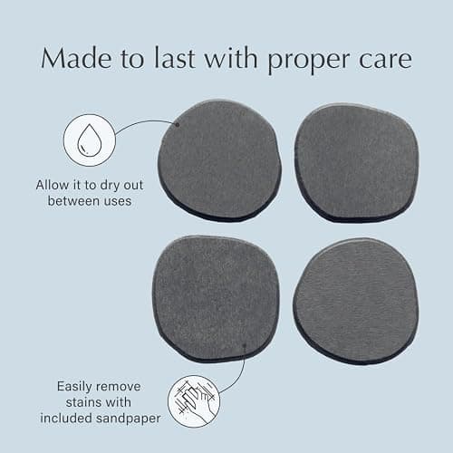 Dorai Home Stone Coaster Set – 4 Absorbent Diatomite Coasters for Instant Drying, Modern Design, Sandstone - Sandstone thumbnail 7