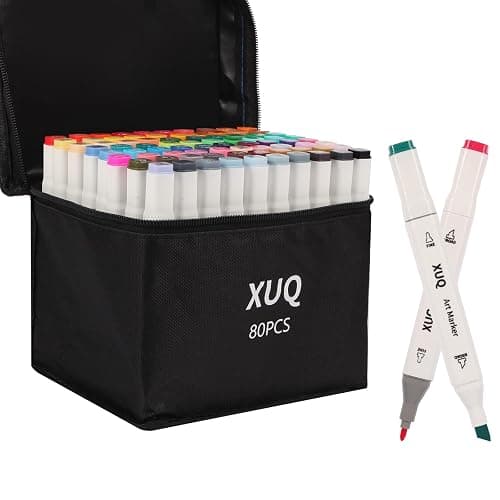XUQ Alcohol Markers, 80 Colors Dual Brush Tip Permanent Art Markers, Coloring Marker, for Book Painting Card Making, Christmas gift for Adults Kids 8-12 Great Value Pack for Beginners thumbnail 2