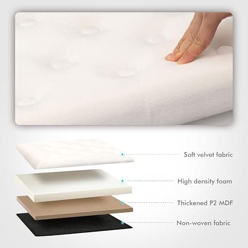 B FSOBEIIALEO Storage Ottoman Velvet Tufted Folding Ottomans Footstool Rest Seat with Removable Lid (White, Medium) thumbnail 6