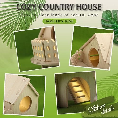 Hamster Forest Lookout Wood House Fun House Double-Decker Hut for Young Dwarf Gerbil Mouse Mice Rat Small Animals(Size Only for Small Hamster) thumbnail 2