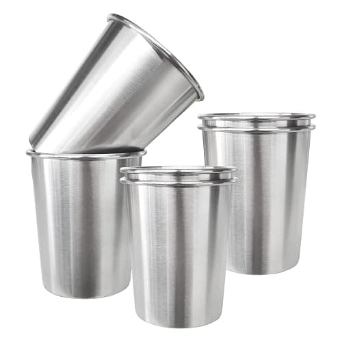YOLCAR 6 Pack 8 oz Stainless Steel Kids Cups, Children's Pint Cups, Stackable Metal Cups, Shatterproof Drinking Glasses thumbnail 4