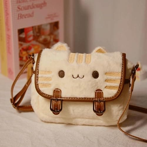 FunFink Cute Kawaii Cat Purse Plush Mini Crossbody Bag for Women, Soft Adjustable Shoulder Handbag for Cat Lovers, Novelty Gift for Christmas Valentine's Birthday (7.8x6.7x2 Inch) thumbnail 6