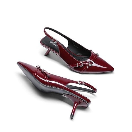 DREAM PAIRS Women's Low Kitten Heels Slingback Closed Pointed Toe Comfortable Dressy Pumps Wedding Party Casual Elegant Dress Shoes thumbnail 4