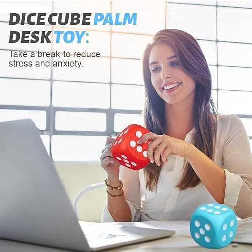 Large 3 Inch Foam Fidget Dice, Jumbo Stress Relief Big Dice, Squeeze Squishy Giant Large Cube for Family Board Game Classroom Party Favors Bag Stuffer (3 Pack) thumbnail 3