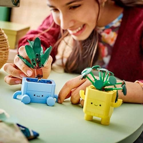 LEGO Botanicals Happy Plants Toy - Crafts Kit for Kids incl. 2 Artificial Plants with 2 Colourful Flower Pots & Interchangeable Cartoon Faces - Nature Gifts for 9+ Year Old Girls & Teens - 10349 thumbnail 2