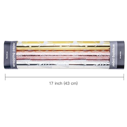 WRAPAHOLIC Christmas Wrapping Paper Roll - Mini Roll - 3 Rolls - 17 Inch X 120 Inch Per Roll - Christmas Tree, Reindeer, Snowflake Holiday Collection with Metallic Foil Shine thumbnail 3