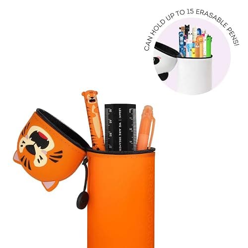 Legami - Estuche escolar Kawaii 2 en 1 de silicona blanda, tema Tiger, portabolígrafos de mesa, cremallera, lápices de colores rotuladores, H 18,5 cm thumbnail 2