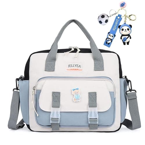 JELLYEA Kawaii Backpack Cute Tote Bag Girl School Crossbody Shoulder Bag with Kawaii Accessories Multi Purpose (Grey) - Image 1