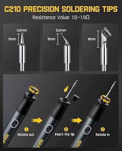Fanttik T1 Max Soldering Iron Kit, Cordless Soldering Iron, 7 Seconds Fast Heating(390°F-840℉), Auto Sleep, 4 Precision Soldering Tips(C210), 360° Swivel Stand, Soldering Iron for Precision Repair thumbnail 4