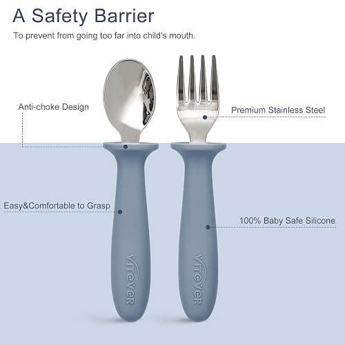 6 Pieces Toddler Utensils, Kids Safe Spoons and Forks, Children Silverware Set with Silicone Handle, 18/8 Stainless Steel, Food-grade Silicone，BPA Free - Dishwasher Safe thumbnail 4