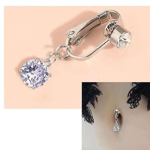 QERPON Stylish Zirconia Piercing Belly Button Clip Easy to Wear Navel Rings Adjustable Comfortable Coppers Body Jewelry thumbnail 3