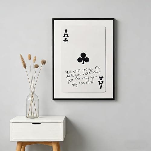 GEFQBBLD Funny Lucky Ace Poker Wall Art,Funky Mdern Canvas Black Art Prints Painting,Retro Minimalist Black and White Playing Card Posters,Trendy Aesthetic Preppy Wall Decor 8x10in Black Framed thumbnail 3