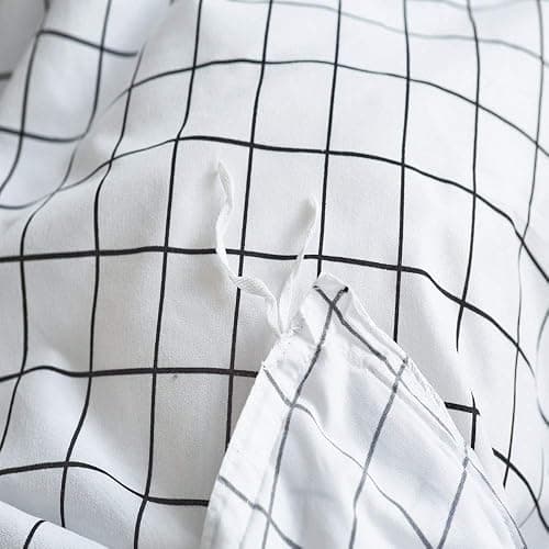 Black and White Bedding Set Grid,Cute Plaid Duvet Cover Kids Teens Room Decor Reversible Aesthetic Checkered Comforter Cover Set Twin Size,Modern Geometric Boys Girls Bedding with 1 Pillowcase,Soft thumbnail 5