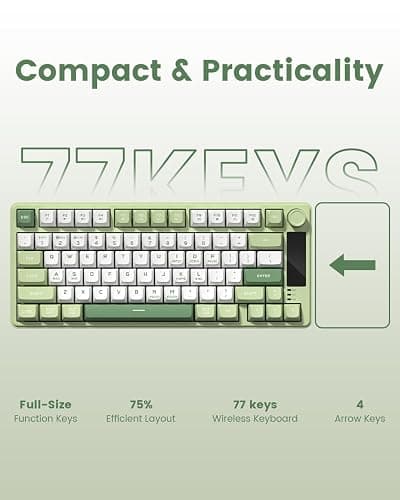 Womier DK75 75% Wireless Gaming Keyboard, RGB Backlit Creamy Keyboard with Media Knob, OLED Screen, Tri-Mode 2.4GHz/USB-C/BT5.0, Anti-Ghosting No-Conflict Silent Membrane Keyboard for MAC Windows thumbnail 7