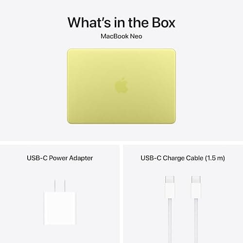 Apple 2026 MacBook Neo 13-inch Laptop with A18 Pro chip: Built for AI and Apple Intelligence, Liquid Retina Display, 8GB Unified Memory, 512GB SSD Storage, 1080p FaceTime HD Camera, Touch ID; Citrus thumbnail 6