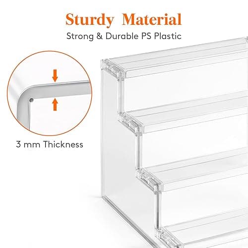 Lifewit 4 Tier Clear Display Riser Stand, Tool-free Assembly, Plastic Organizers for Figures, Cupcake, Perfume, Dessert, Desktop Display Stand for Organize and Decoration, 9 Inch, 1-Pack - 9inch,1 pack thumbnail 5