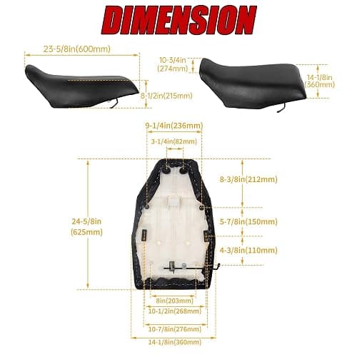 HECASA ATV Complete Seat Set New Compatible with 1988-2000 Honda TRX300 TRX 300 FW Fourtrax 4X4 Comfy Sturdy thumbnail 4