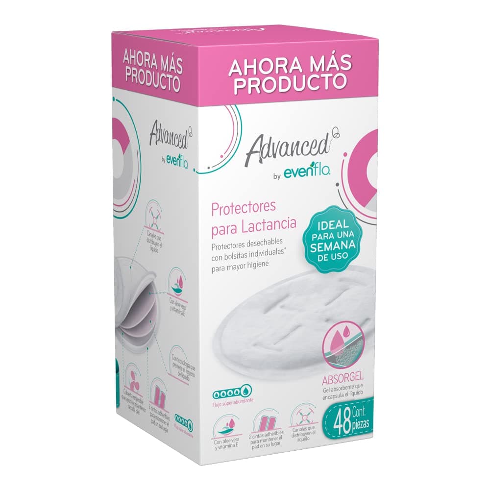 Advanced by Evenflo, Protectores para Lactancia, Paquete de 48 piezas, con Sistema Absorgel Antiescurrimientos, MEX thumbnail 2