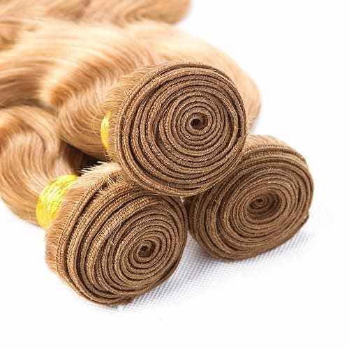#27 Honey Blonde Bundles Human Hair Body Wave Bundles 22 22 22 Inch Blonde Body Wave Human Hair Extensions Double Weft Unprocessed Brazilian Virgin Hair 3 Bundle 50 Grams Per Bundle For Woman thumbnail 5