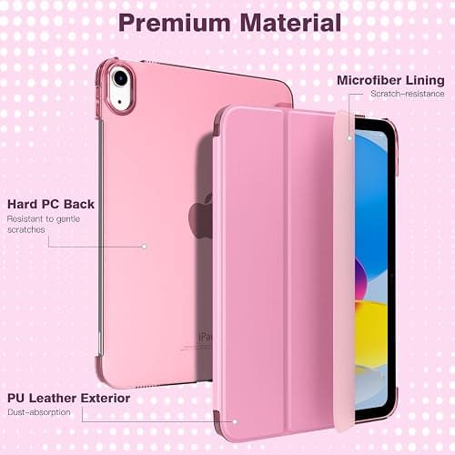 TiMOVO Case for iPad (A16) 11th Generation 11 Inch 2025/iPad 10th Generation 10.9 Inch 2022, Slim Stand Cover with Hard Translucent Back, Support Touch ID, Auto Wake/Sleep, Nosegay Pink thumbnail 3