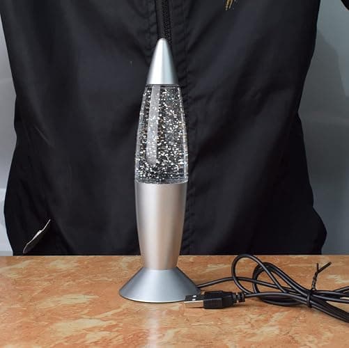 Cdycam Glitter Lamp LED Vintage Mini 7.28'' Night Light Lamp with USB Multi Color Changing Rocket Light for Kids Boys Girls Adult Bedroom (Light with Charging Plug) thumbnail 8