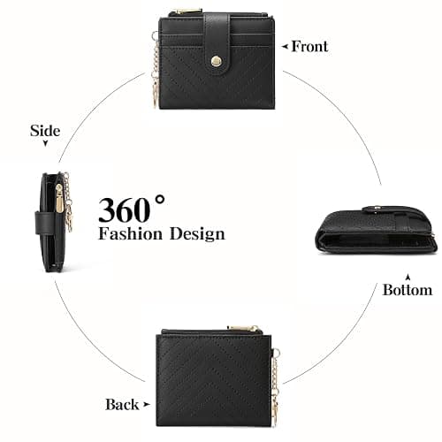 GAEKEAO Small Wallet for Women Slim Bifold Leather Card Holder Wallets Zipper Pocket Change Purse with ID Window Keychain thumbnail 5