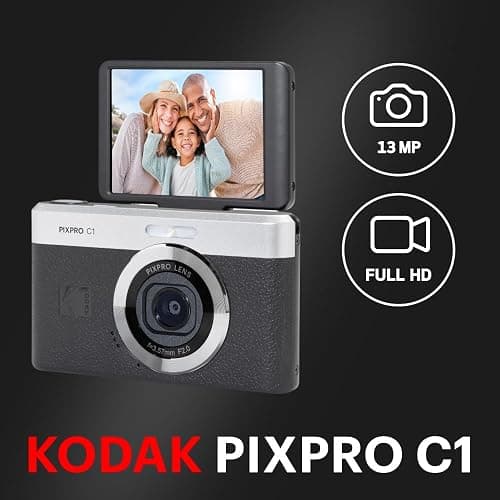 Kodak Pixpro C1 – Digitalkamera, ultrakompakt, 13 MP BSI CMOS, 4-facher Zoom, 6,1 cm (2,8 Zoll) LCD-Display, LED-Blitz, integrierter Akku – Schwarz thumbnail 4