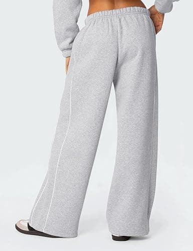 HeSaYep Women's Fleece Lined Wide Leg Sweatpants Winter Thermal Warm Baggy Straight Leg Sweat Pants with Pockets thumbnail 2
