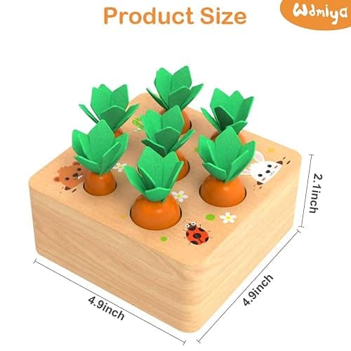 Wdmiya Montessoritoys for 1 Year Old, Wooden Toys Developmental Shape Sorting & Matching Puzzle Carrots Harvest Game, Birthday Gifts for Toddlers Babies Boys and Girls 6-12 Months Christmas thumbnail 3