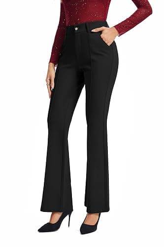FUNYYZO Dress Work Pants Women's Stretchy Bootcut Leg Button Slacks Trousers with Pockets Casual Outfits thumbnail 5