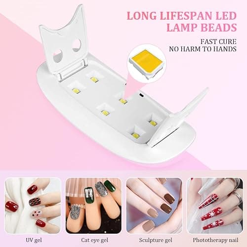 URAQT Mini Gel Nail Lamp, Portable Professional 6W UV LED Gel Nail Dryer with USB, Curing Lamp Professional Nail Art Tool Accessory for All Gel Nail Polish, Mother Gifts thumbnail 5
