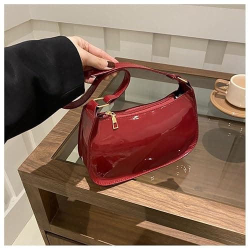 Patent Leather Clutch Purse Shiny Evening Handbags for Women Armpit Shoulder Bag MINI Hobos thumbnail 3