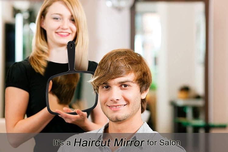PROTECLE Hand Mirror, 10.3" L x 7.4" W Salon Barber Hairdressing Handheld Mirror with Handle, Square Black thumbnail 4