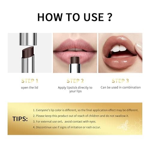 2Pcs Honey Lipstick Tinted Lip Balm,Lipstick for All Skin, Hydrating and Nourishing Tinted Lip Balm for Women(Black) thumbnail 7